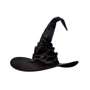 Witch Hat for Women Halloween Costume Accessory Black Cone Wide Brim Cosplayf